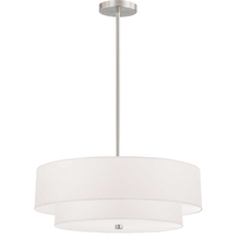 Dainolite 571-224P-SC-WH - 4 Light Incandescent 2 Tier Pendant, Satin Chrome with White Shade