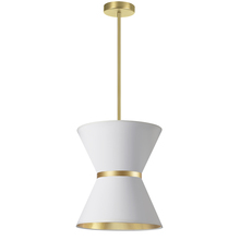  CTN-121P-AGB-692 - 1LT Incand Pendant, AGB w/ GLD ring, WH/GLD Shade