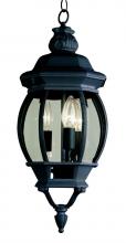  4066 BK - Parsons 3-Light Traditional French-inspired Outdoor Hanging Lantern Pendant with Chain