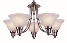  6545 BN - Perkins 5-Light, 5-Shade, Glass Bell, Single Tier Chandelier with Chain