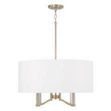 Capital Canada 357041MA - 4-Light Pendant in Matte Brass with Clear Acrylic Accents and White Fabric Shade