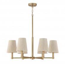  454561MA - 6-Light Chandelier in Matte Brass with Tapered Bleached Natural Rope Shades