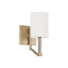 Capital Canada 657011MA-715 - 1-Lt Wallchiere Sconce in Matte Brass with Clear Acrylic Accents and Cylindrical White Fabric Shades