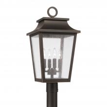 Capital Canada 953345OZ - 4-Light Outdoor Tapered Post Lantern in Oiled Bronze with Ripple Glass