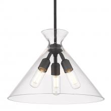  0511-3P BLK-CLR - Malta 3 Light Pendant in Matte Black & Clear Glass