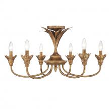 Golden Canada 0846-6SF HG - Lillianne HG 6 Light Semi-Flush in Heirloom Gold