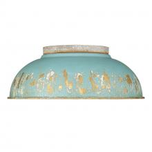 Golden Canada 0865-FM AGV-TEAL - Kinsley Flush Mount in Aged Galvanized Steel with Antique Teal Shade