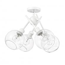  1945-SF WHT-GLOBE-CLR - Axel WHT Semi-Flush in Matte White with Clear Glass Shade