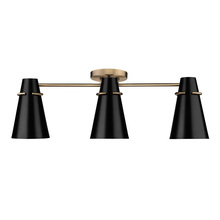  2122-3SF MBS-BLK - Reeva 3 Light Semi-Flush in Modern Brass with Matte Black Shade