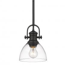 Golden Canada 3118-M1L BLK-CLR - Hines 1-Light Mini Pendant in Matte Black with Clear Glass