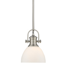  3118-M1L PW-OP - Hines Mini Pendant in Pewter with Opal Glass