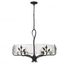 Golden Canada 3160-6 NB-HWG - Calla 6 Light Chandelier in Natural Black with Hammered Water Glass Shade