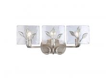 Golden Canada 3160-BA3 PS-HWG - Calla 3-Light Vanity Light in Peruvian Silver with Hammered Water Glass