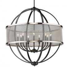  3167-9 BLK-PW - Colson BLK 9 Light Chandelier (with Pewter shade) in Matte Black