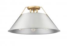  3306-3FM BCB-PW - Orwell BCB 3 Light Flush Mount in Brushed Champagne Bronze with Pewter shade