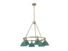  3306-6 AB-GN - Orwell 6-Light Chandelier in Aged Brass with Pine Green