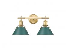 Golden Canada 3306-BA2 BCB-GN - Orwell 2-Light Vanity Light in Brushed Champagne Bronze with Pine Green