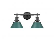 Golden Canada 3306-BA2 BLK-GN - Orwell 2-Light Vanity Light in Matte Black with Pine Green