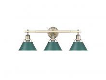 Golden Canada 3306-BA3 AB-GN - Orwell 3-Light Vanity Light in Aged Brass with Pine Green