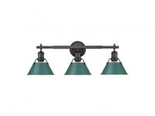 Golden Canada 3306-BA3 BLK-GN - Orwell 3-Light Vanity Light in Matte Black with Pine Green