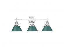 Golden Canada 3306-BA3 CH-GN - Orwell 3-Light Vanity Light in Chrome with Pine Green