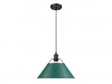 Golden Canada 3306-L BLK-GN - Orwell 14" Wide Large Pendant in Matte Black with Pine Green