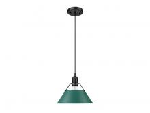 Golden Canada 3306-M BLK-GN - Orwell 10" Wide Medium Pendant in Matte Black with Pine Green