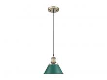 Golden Canada 3306-S AB-GN - Orwell 7.5" Wide Small Pendant in Aged Brass with Pine Green