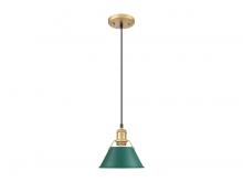 Golden Canada 3306-S BCB-GN - Orwell 7.5" Wide Small Pendant in Brushed Champagne Bronze with Pine Green