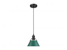 Golden Canada 3306-S BLK-GN - Orwell 7.5" Wide Small Pendant in Matte Black with Pine Green