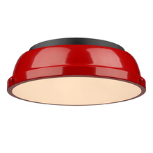  3602-14 BLK-RD - Duncan 14" Flush Mount in Matte Black with a Red Shade