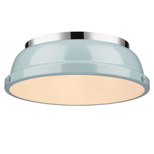  3602-14 CH-SF - Duncan 14" Flush Mount in Chrome with a Seafoam Shade