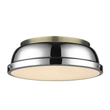 Golden Canada 3602-14 AB-CH - Duncan 14" Flush Mount in Aged Brass with Chrome