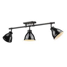  3602-3SF BLK-BK - Duncan 3 Light Semi-Flush - Track Light in Matte Black with Black Shades