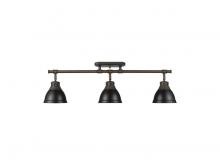 Golden Canada 3602-3SF RBZ-BLK - Duncan 3-Light Semi-Flush - Track Light in Rubbed Bronze with Matte Black