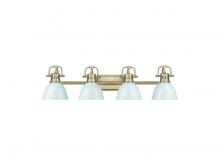 Golden Canada 3602-BA4 AB-SF - Duncan 4-Light Bath Vanity in Aged Brass with Seafoam