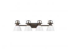 Golden Canada 3602-BA4 RBZ-WH - Duncan 4-Light Bath Vanity in Rubbed Bronze with White