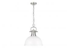 Golden Canada 3602-L PW-WHT - Duncan 1-Light Pendant with Chain in Pewter with Matte White