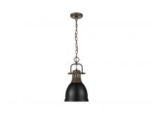 Golden Canada 3602-S RBZ-BLK - Duncan Small Pendant with Chain in Rubbed Bronze with Matte Black