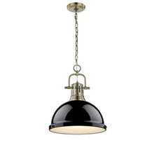 Golden Canada 3602-L AB-BK - Duncan 1-Light Pendant with Chain in Aged Brass with Black