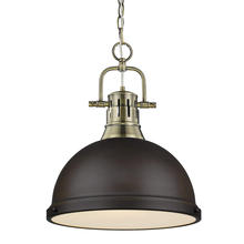 Golden Canada 3602-L AB-RBZ - Duncan 1-Light Pendant with Chain in Aged Brass with Rubbed Bronze