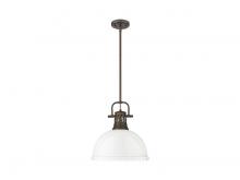 Golden Canada 3604-L RBZ-WH - Duncan 1-Light Pendant with Rod in Rubbed Bronze with White