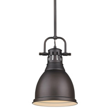  3604-S RBZ-RBZ - Duncan Small Pendant with Rod in Rubbed Bronze with a Rubbed Bronze Shade