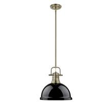 Golden Canada 3604-L AB-BK - Duncan 1-Light Pendant with Rod in Aged Brass with Black