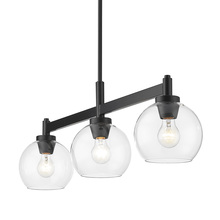 Golden Canada 4855-3LP BLK-CLR - Galveston BLK Linear Pendant in Matte Black with Clear Glass Shade