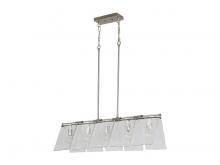 Golden Canada 6072-LP PW-HWG - Serenity 5-Light Linear Pendant in Pewter with Hammered Water Glass