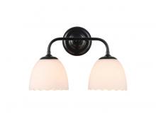 Golden Canada 6954-BA2 BLK-OP - Dorinda 2-Light Vanity Light in Matte Black with Opal Glass