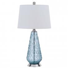  BO-2997TB - 150W 3 way Mayfield glass table lamp with hardback taper drum fabric shade