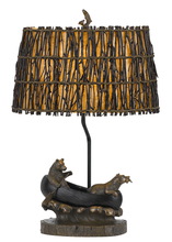  BO-2732TB - 150W 3 Way Bear in Canoe Resin Table Lamp