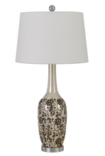 CAL Lighting BO-2914TB-2 - 150W Paxton Ceramic Table Lamp With Leaf Design And Taper Drum Hardback Fabric Shade